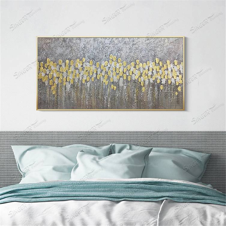 Oversized Original Handmade Leaf Abstract Canvas Artwork for Office XKNE2